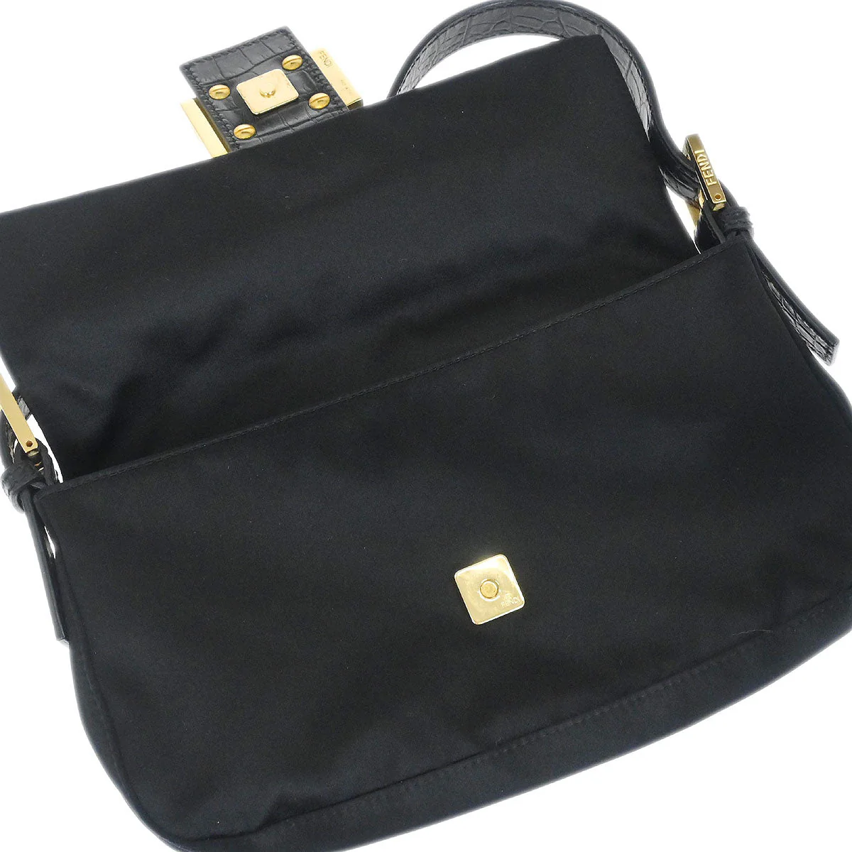 Fendi * Black Satin Baguette Handbag - Image 6