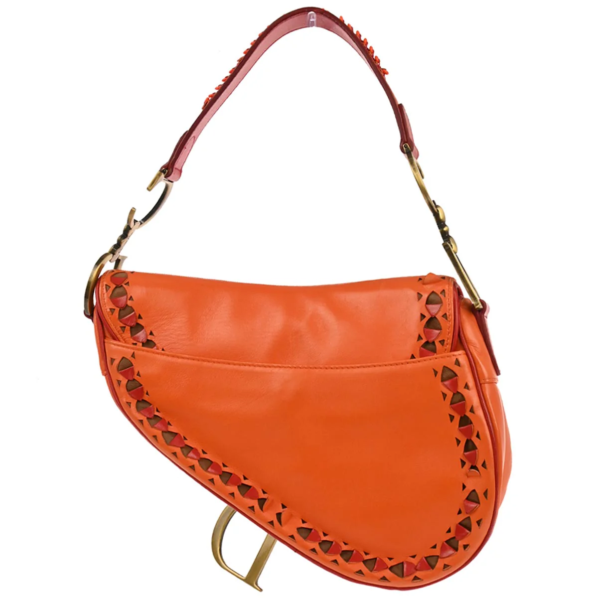 Christian Dior Orange Red Saddle Handbag - Image 2