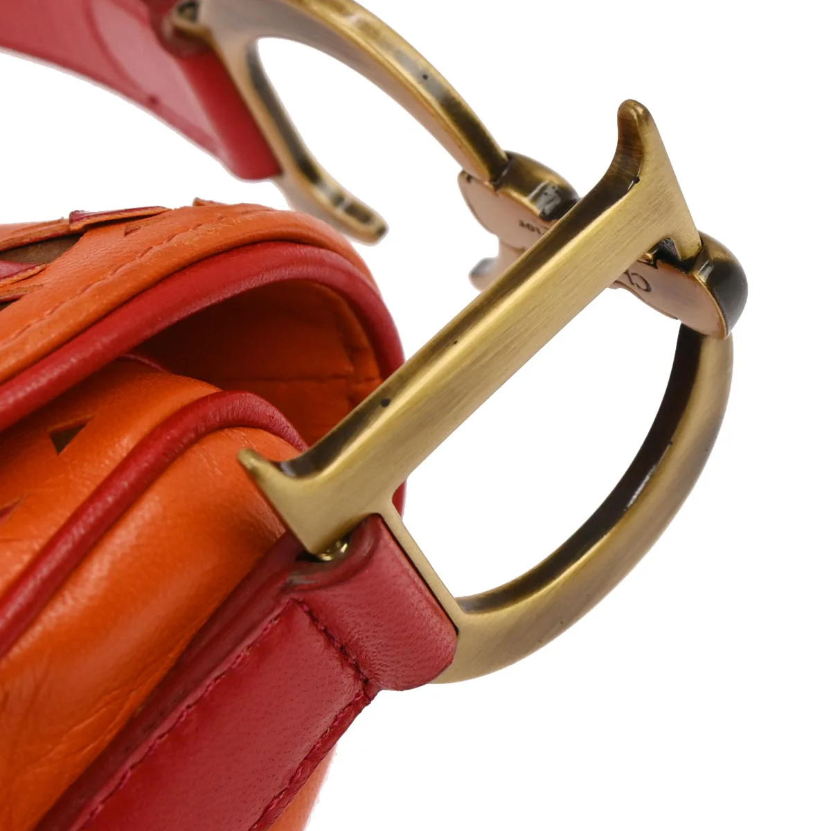 Christian Dior Orange Red Saddle Handbag - Image 5