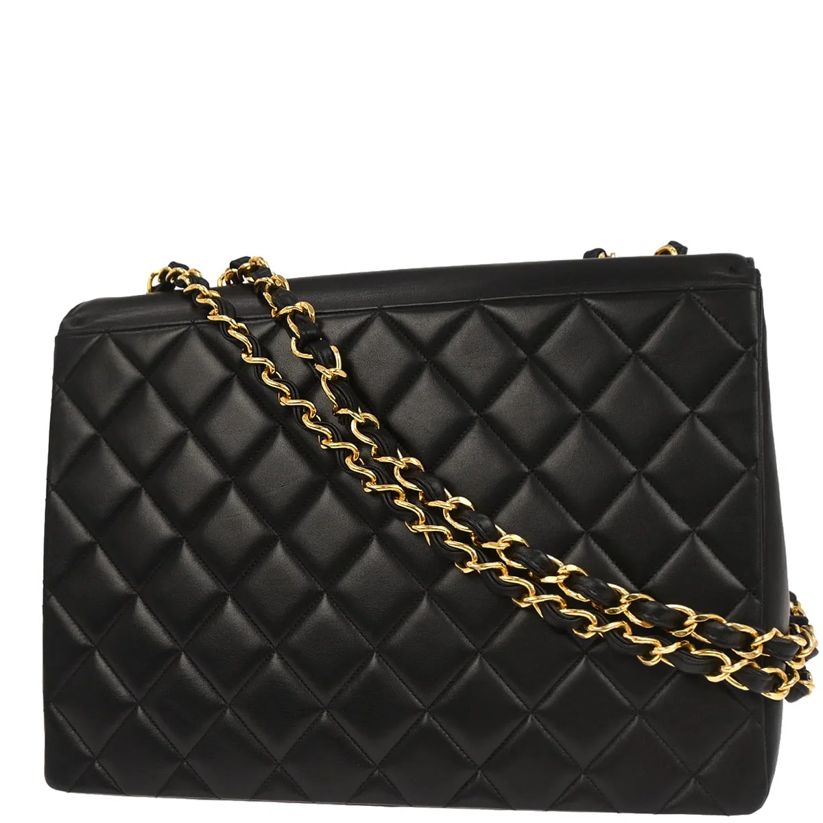 Chanel 1991-1994 Black Lambskin Maxi Classic Flap Shoulder Bag - Image 2