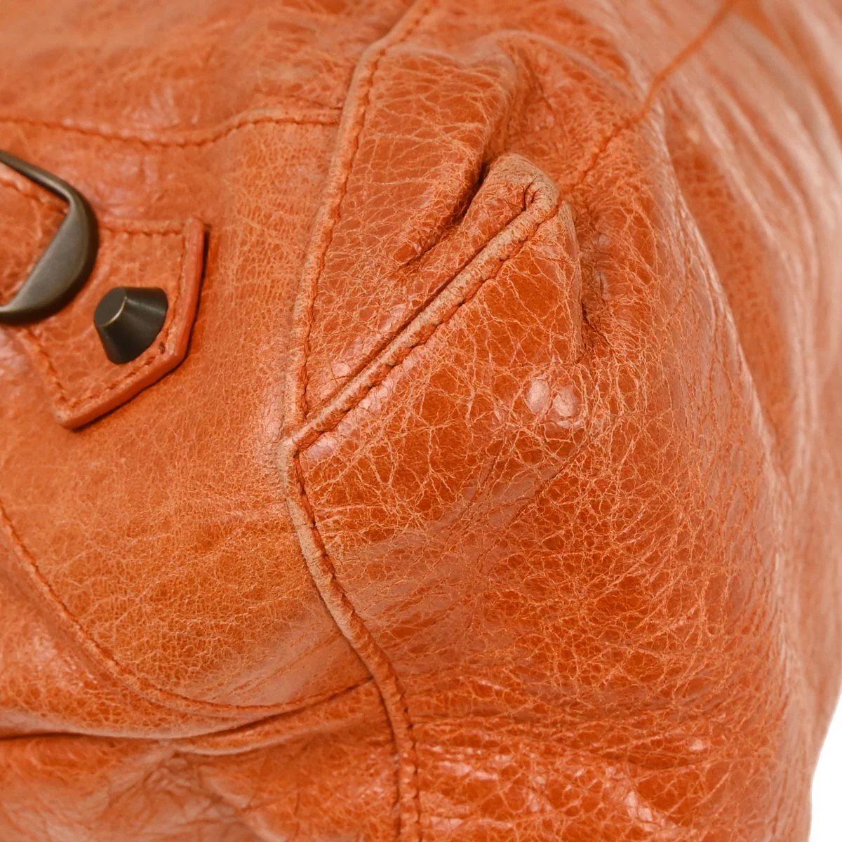 Balenciaga Orange Lambskin The Day Handbag - Image 6