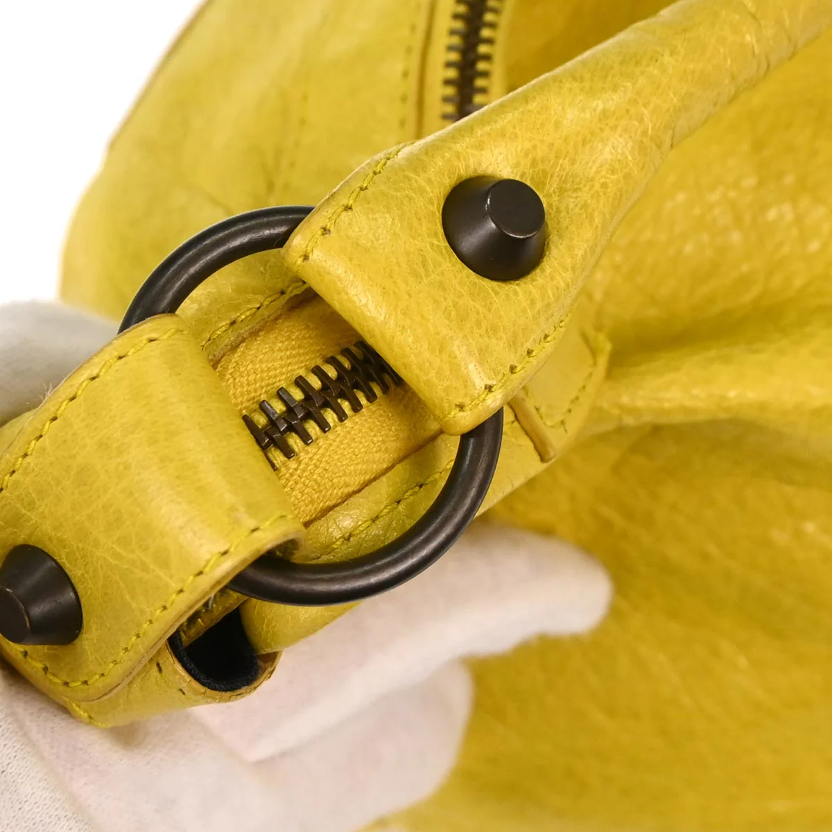 Balenciaga Yellow Lambskin The Day Handbag - Image 4