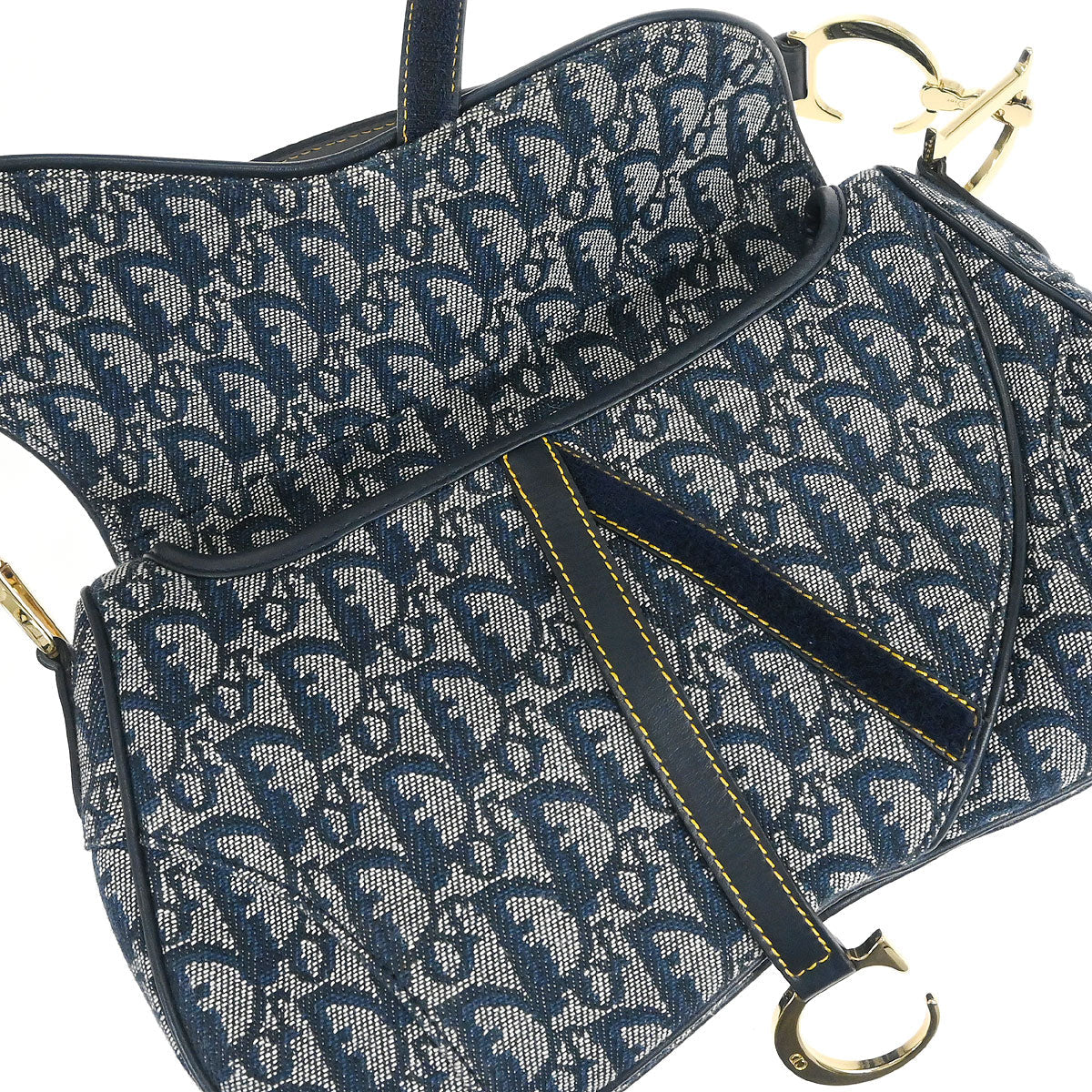 Christian Dior Navy Trotter Double Saddle Handbag - Image 7
