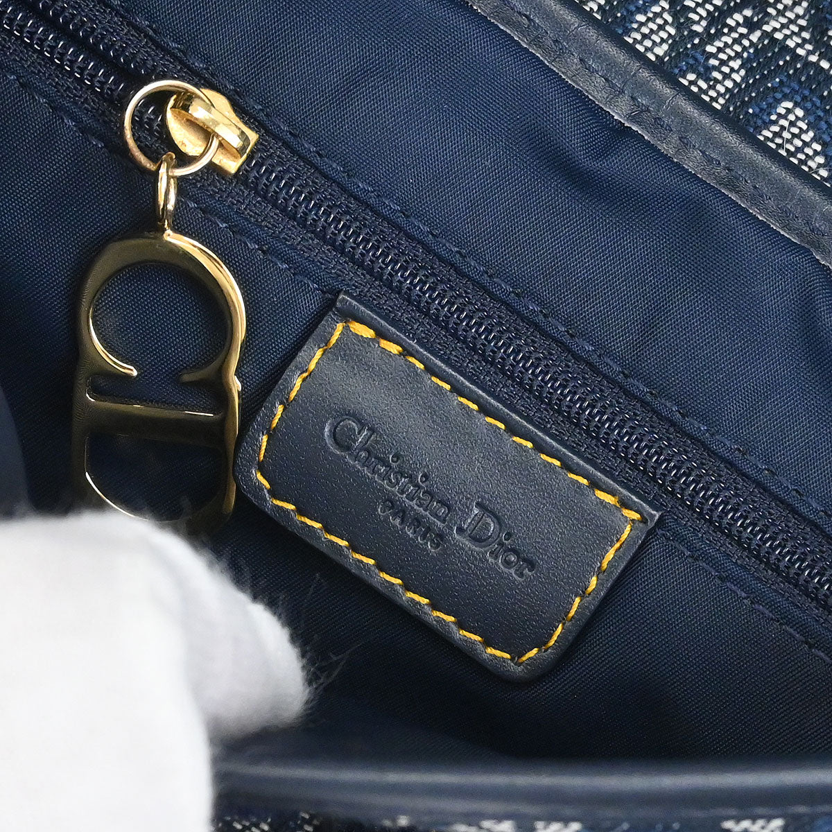 Christian Dior Navy Trotter Double Saddle Handbag - Image 9