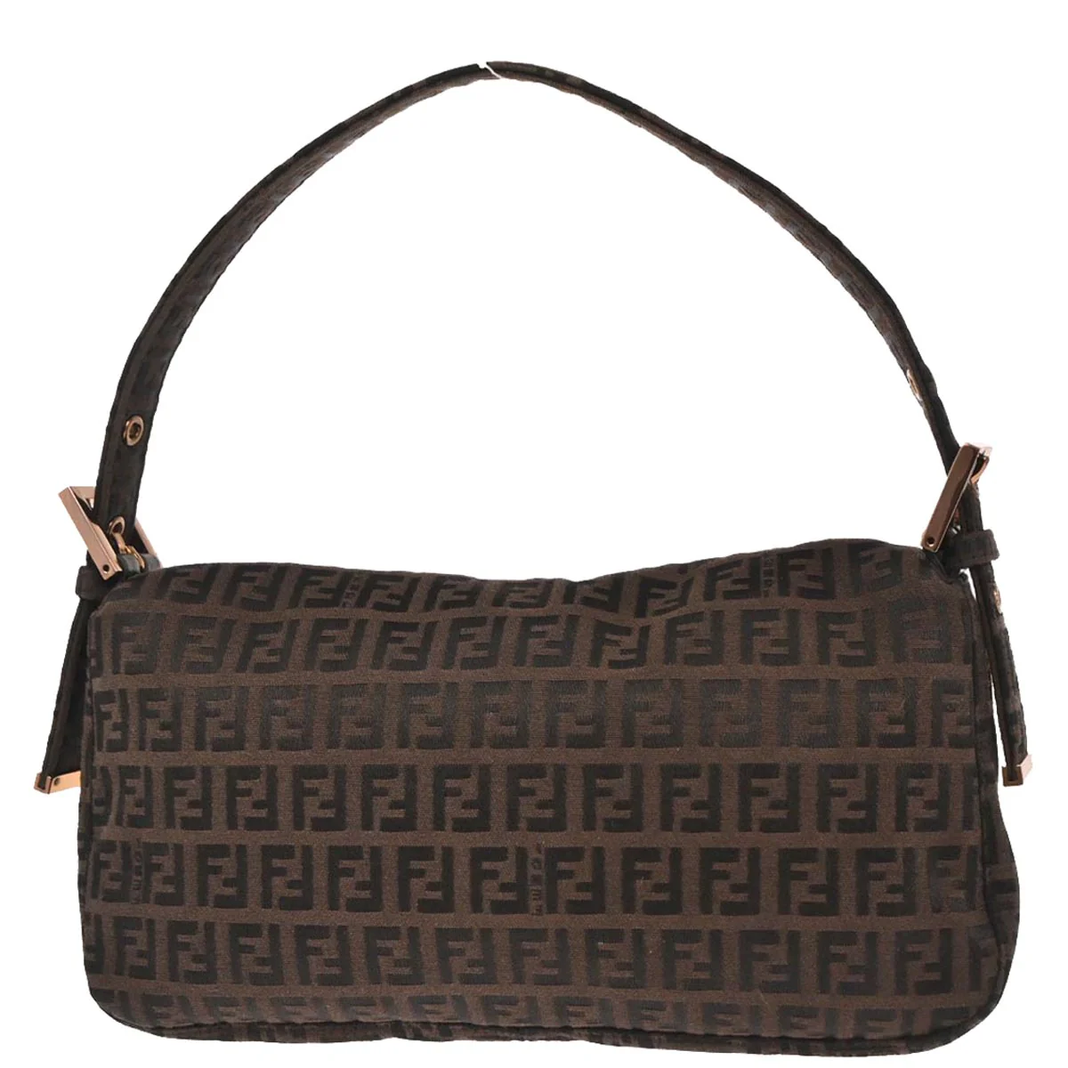 Fendi Brown Canvas Zucchino Baguette Handbag - Image 2