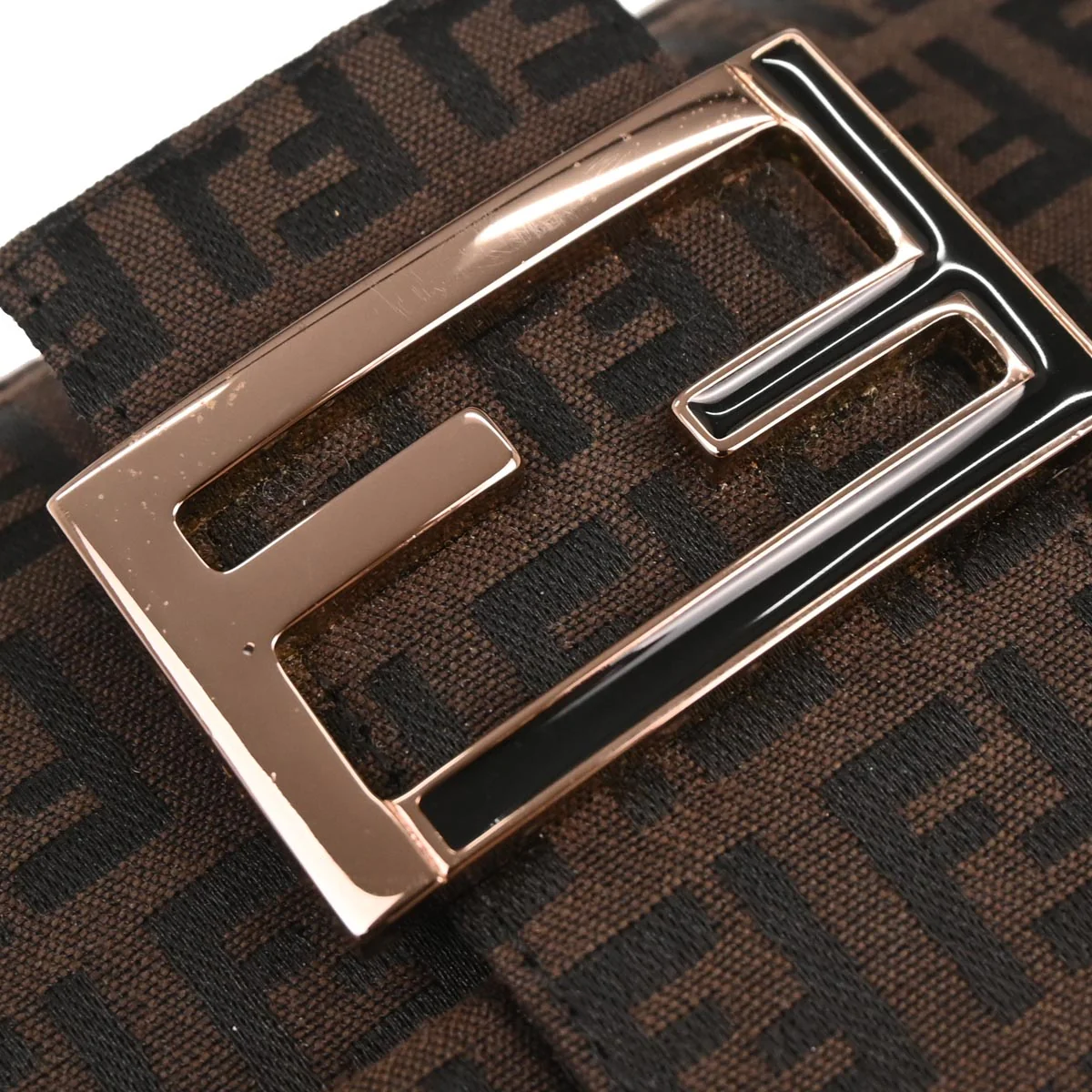 Fendi Brown Canvas Zucchino Baguette Handbag - Image 3