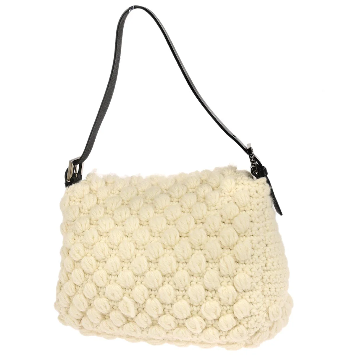Fendi White Wool Mamma Baguette Handbag - Image 2