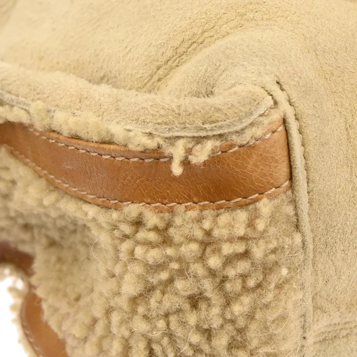 Christian Dior Beige Mouton Flight Handbag - Image 5