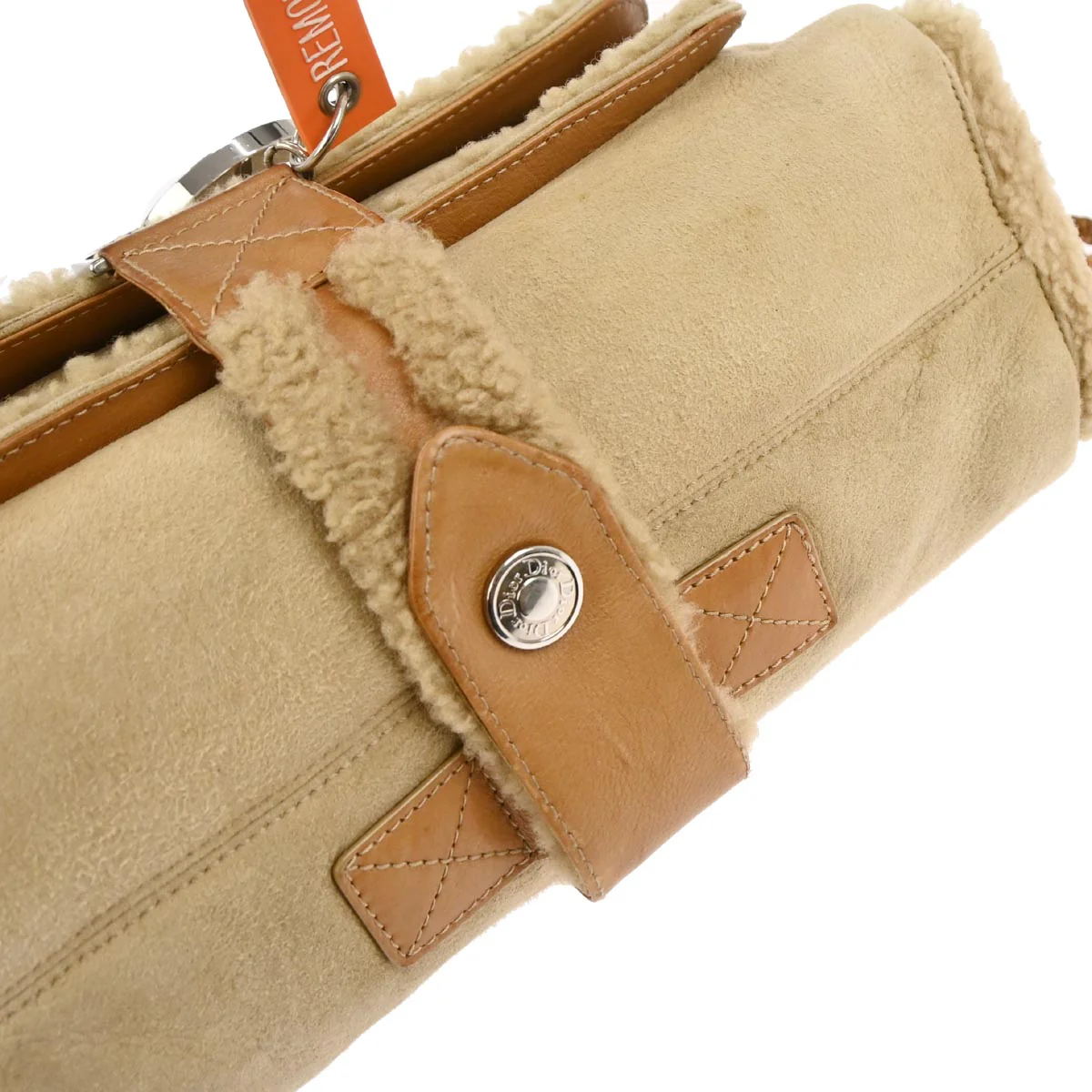 Christian Dior Beige Mouton Flight Handbag - Image 6