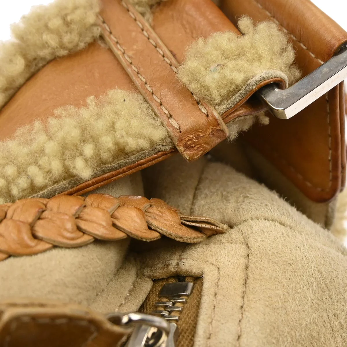 Christian Dior Beige Mouton Flight Handbag - Image 8