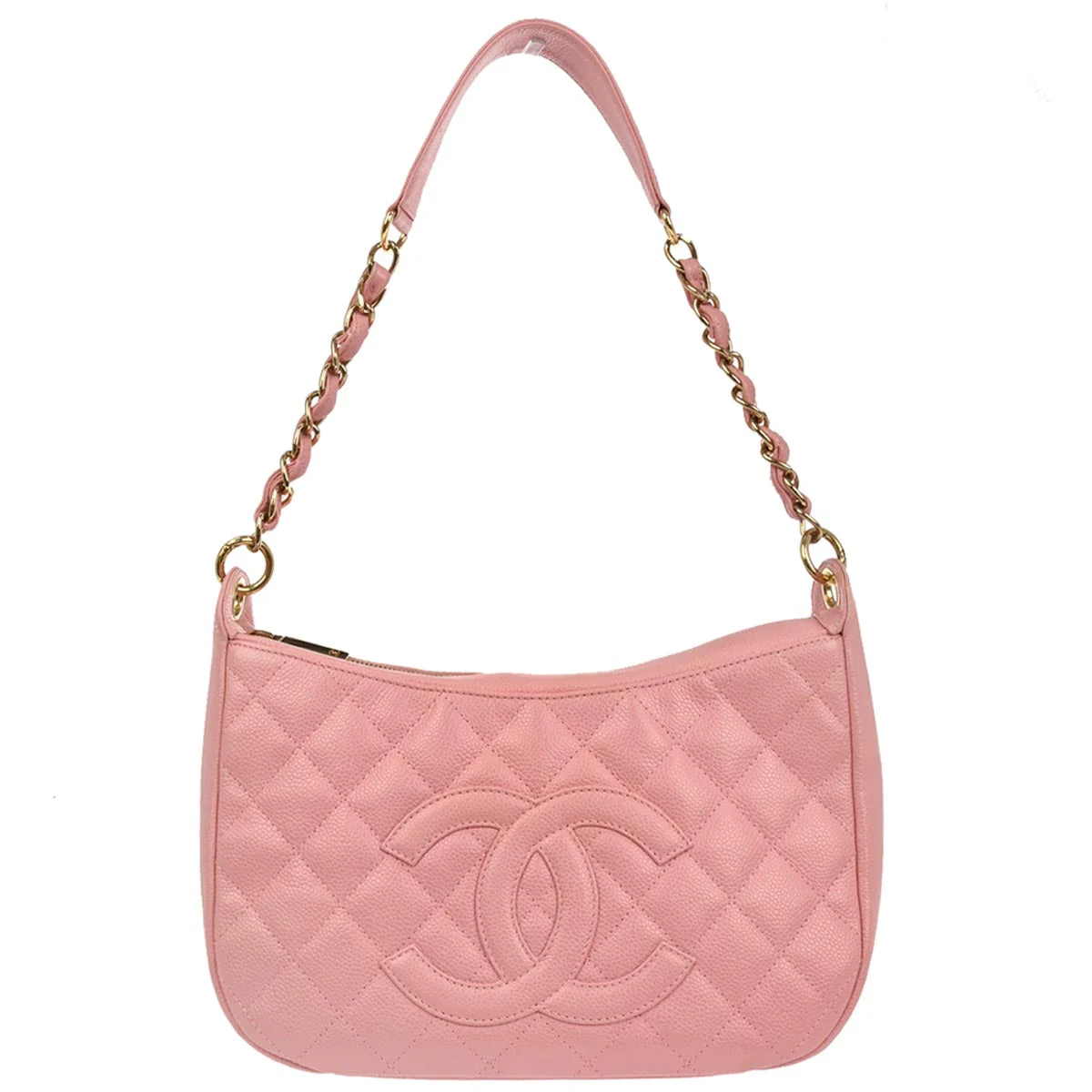 Chanel 2003-2004 Pink Caviar Skin Hobo Handbag