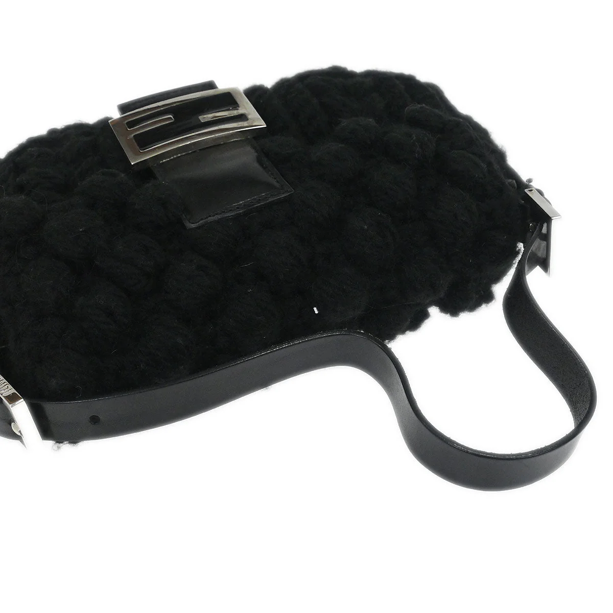 Fendi Black Wool Baguette Handbag - Image 3