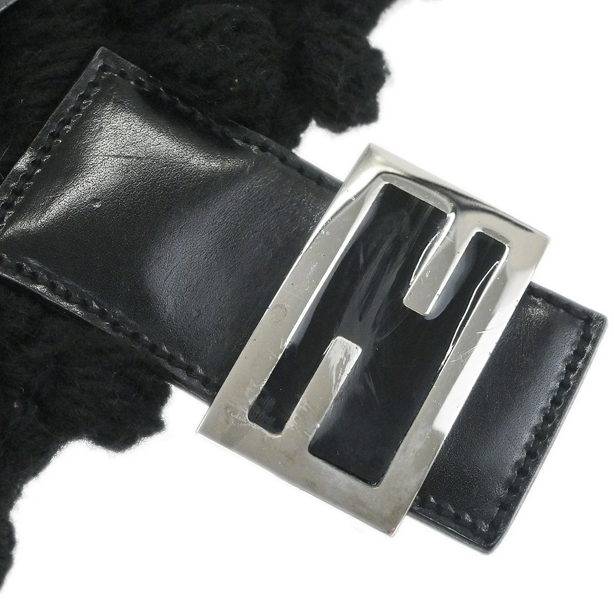 Fendi Black Wool Baguette Handbag - Image 4