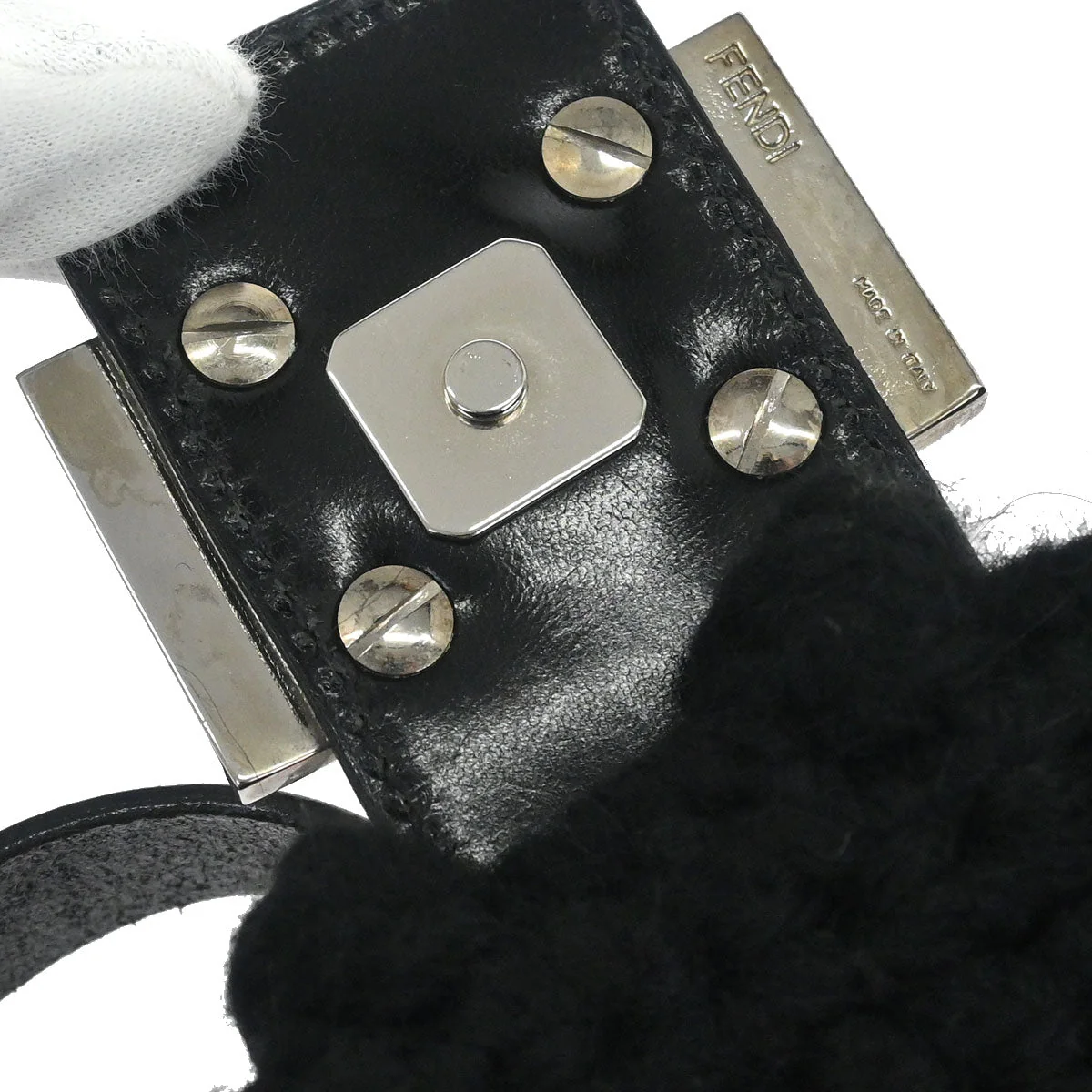Fendi Black Wool Baguette Handbag - Image 7