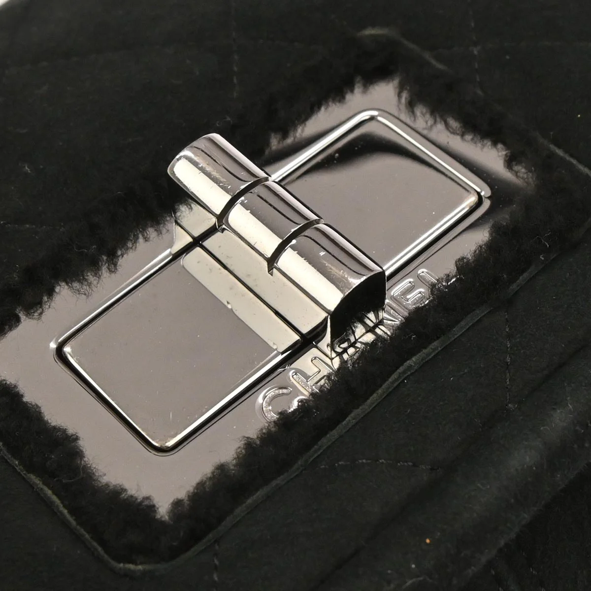 Chanel 2005-2006 Black Mouton Mademoiselle Lock Handbag - Image 7