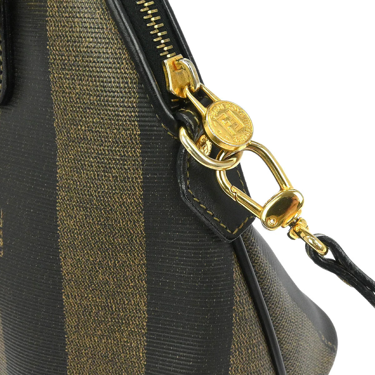 Fendi Brown Black Pequin 2way Shoulder Handbag - Image 3