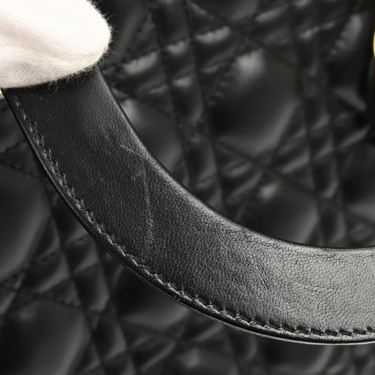 Christian Dior Black Lambskin Large Lady Dior Cannage 2way Shoulder Handbag - Image 6