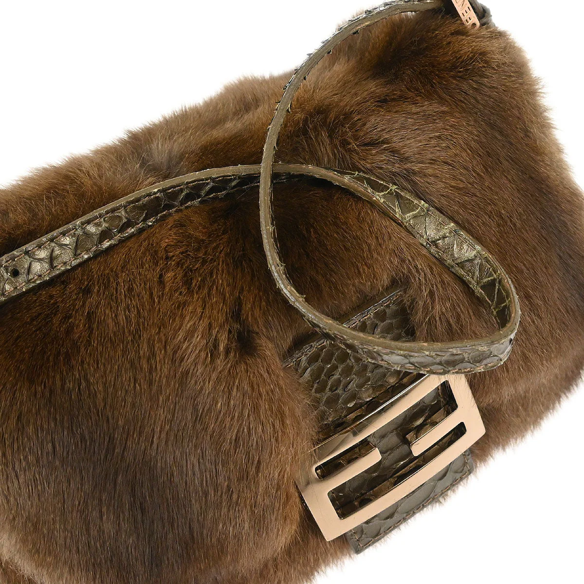 Fendi * Brown Rabbit Python Handbag - Image 7