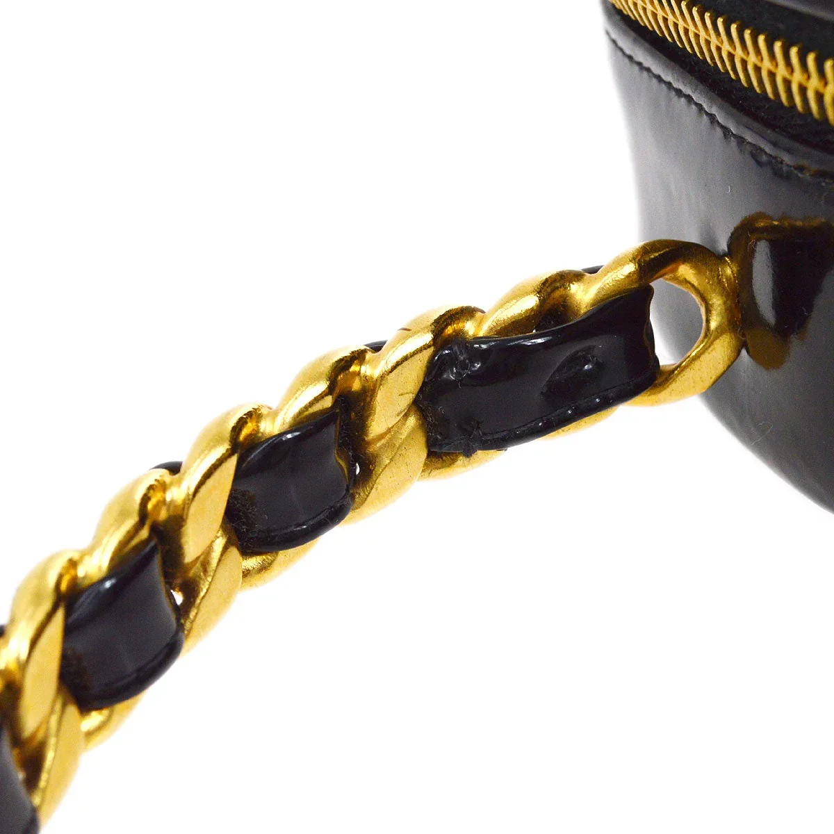 CHANEL * 1995-1996 Black Patent Leather Heart Top Handle Bag - Image 5