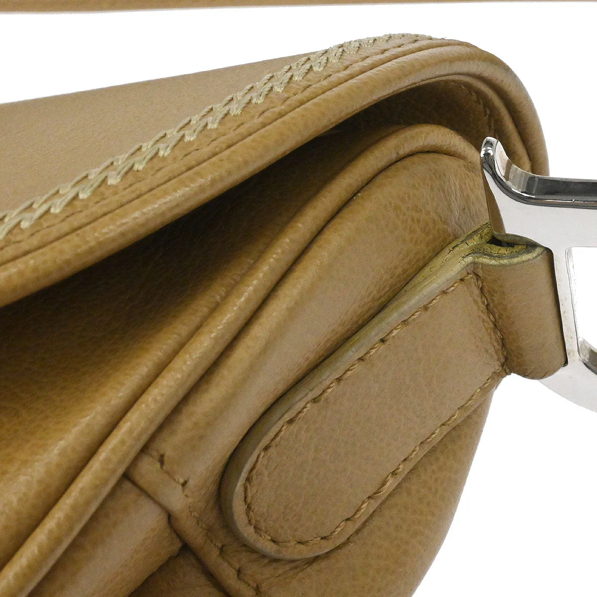 Christian Dior Beige Leather Saddle Handbag - Image 7