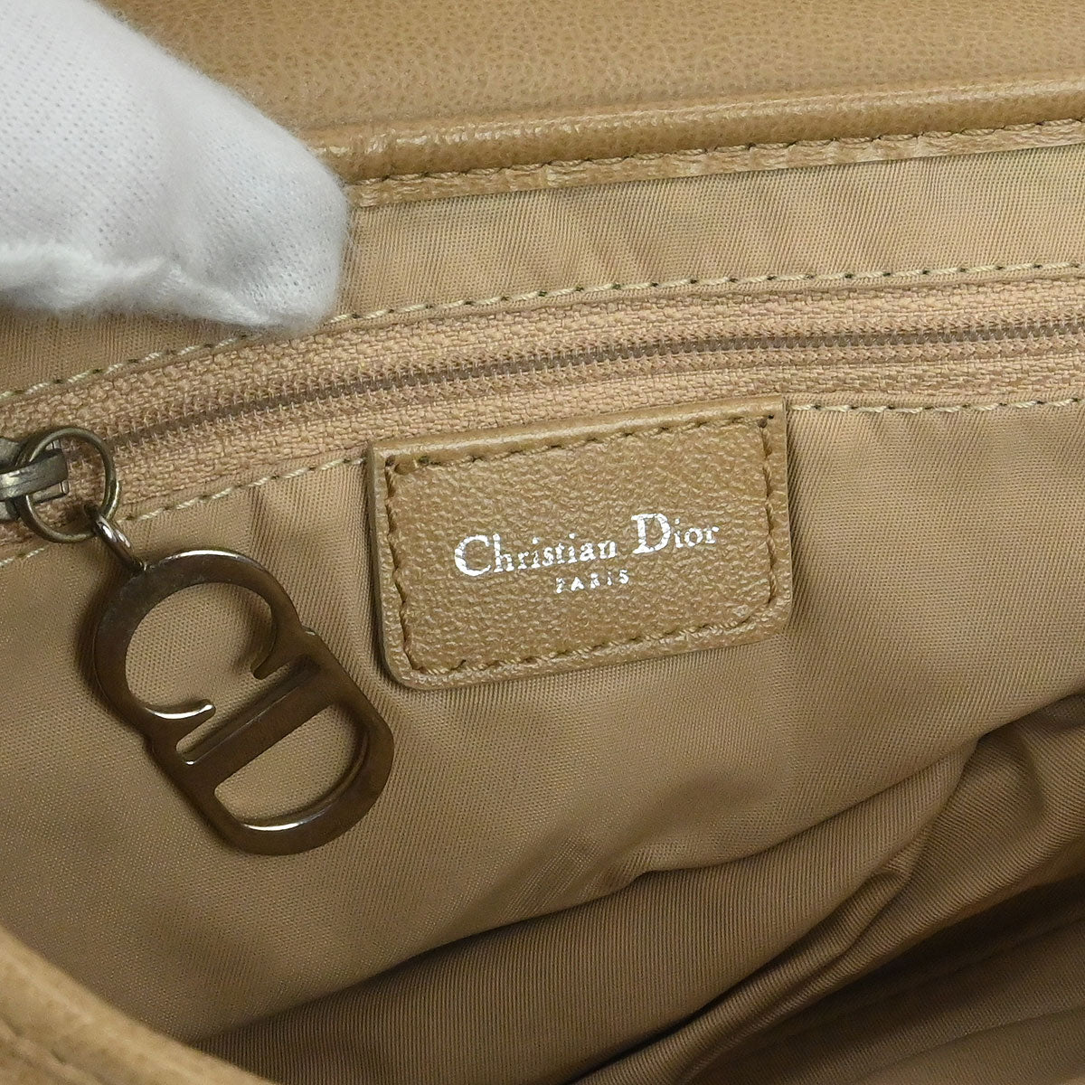 Christian Dior Beige Leather Saddle Handbag - Image 9