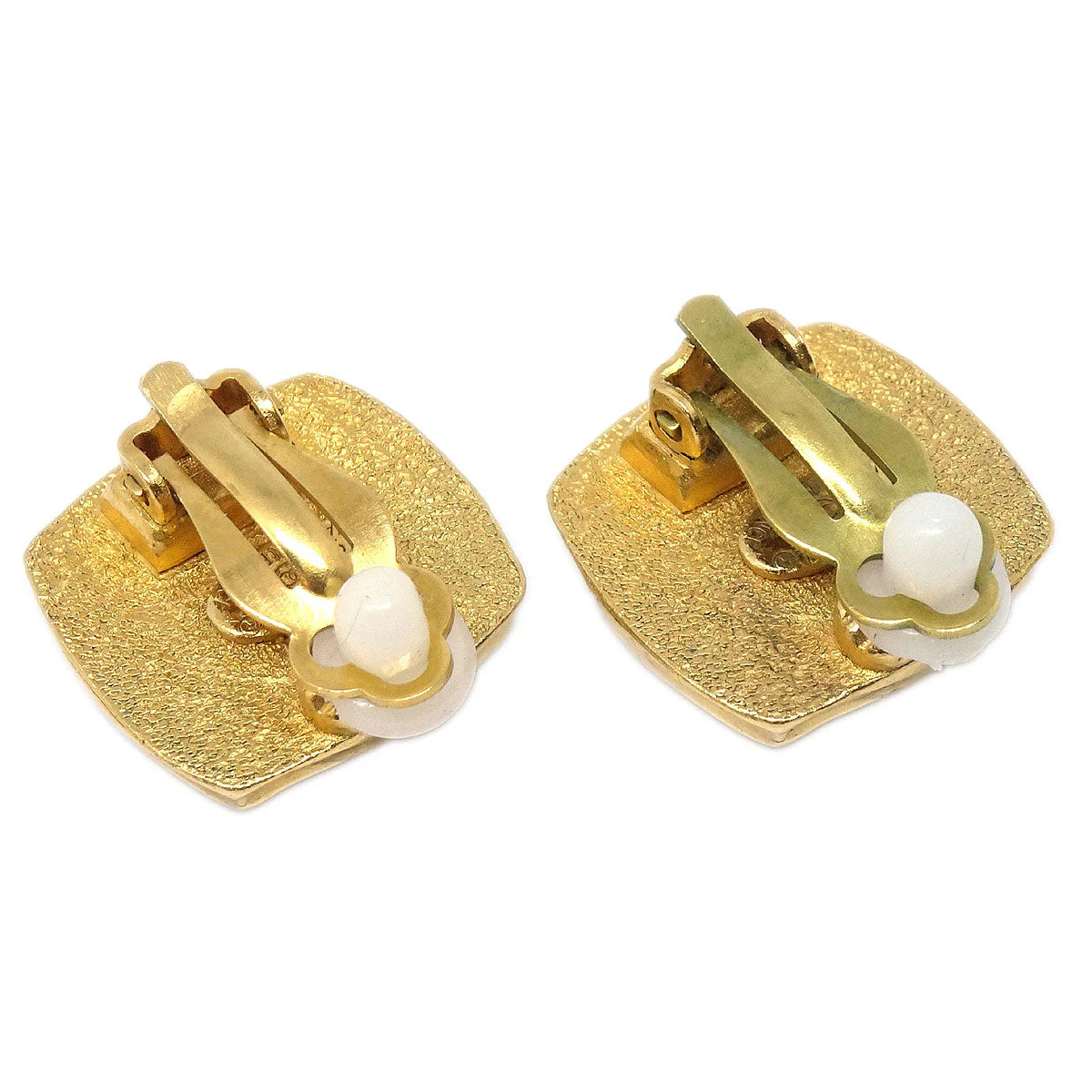 Chanel Square Clip-On Earrings Gold 95A - Image 3