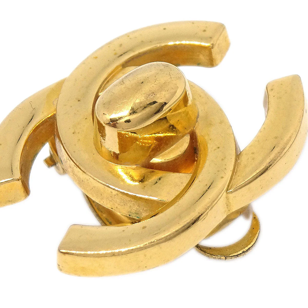 Chanel CC Turnlock Clip-On Earrings Gold Large 95A - Image 4