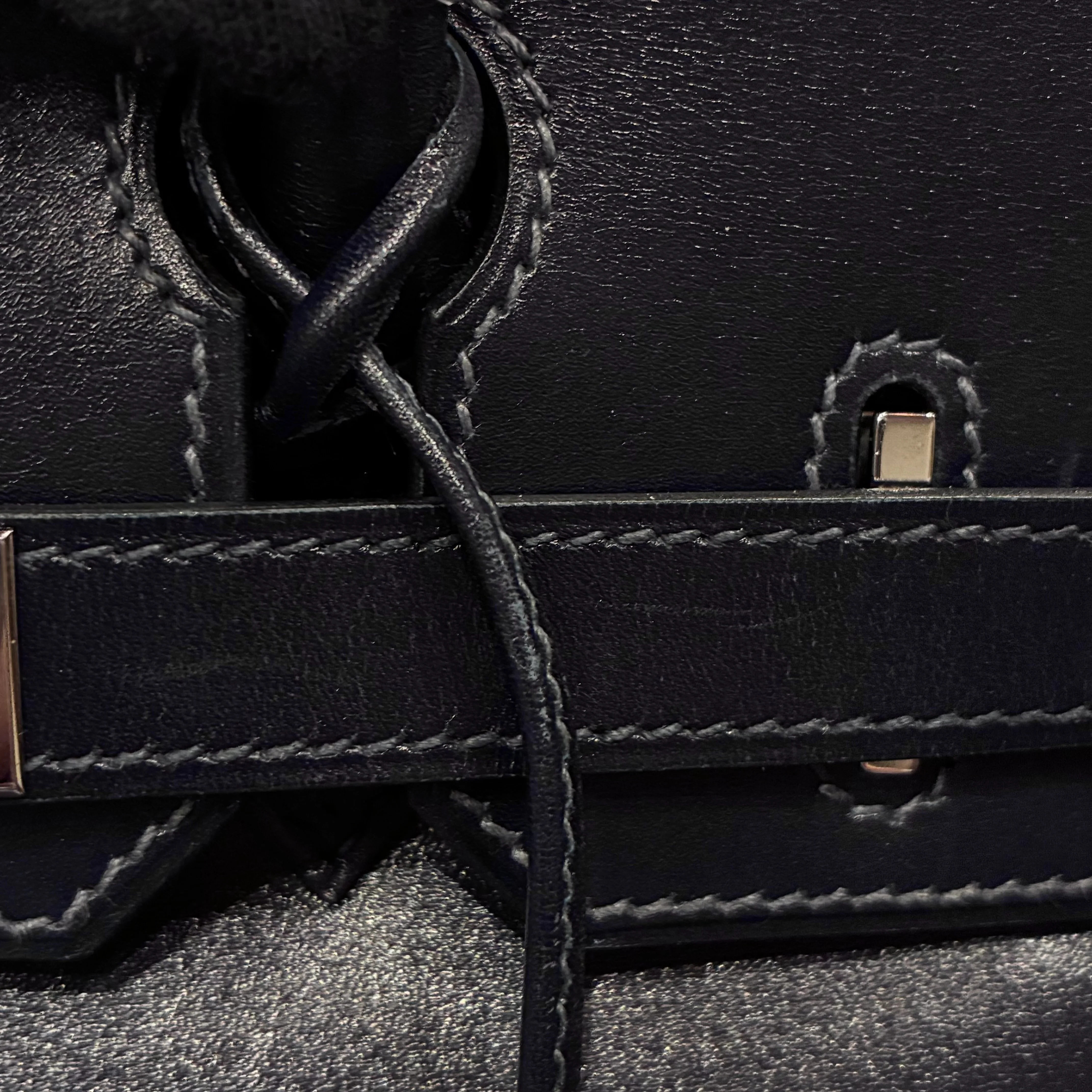 Hermes Blue Indigo Box Calf Birkin 30 Handbag - Image 10