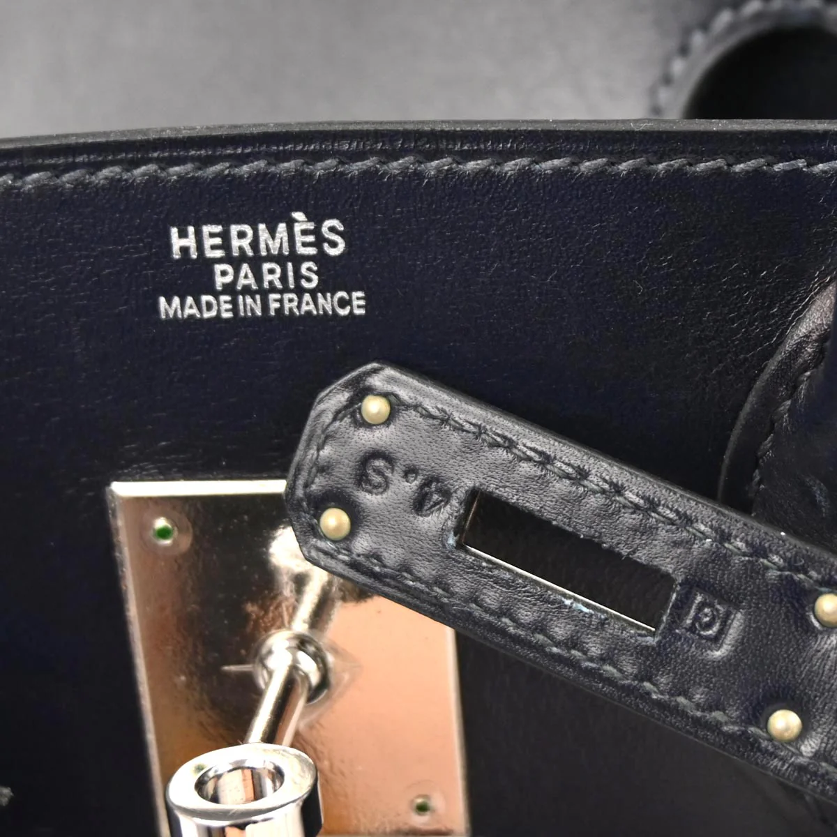 Hermes Blue Indigo Box Calf Birkin 30 Handbag - Image 12