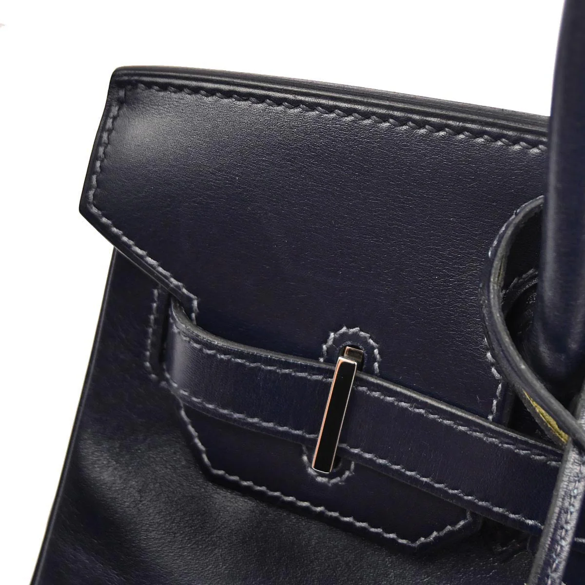 Hermes Blue Indigo Box Calf Birkin 30 Handbag - Image 5