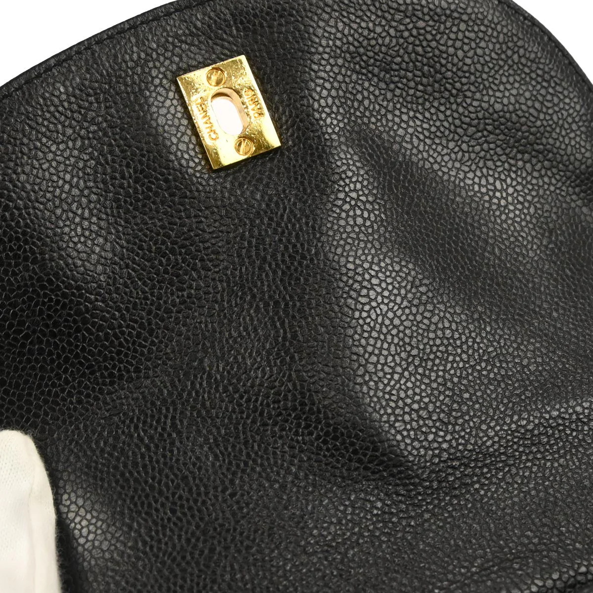 Chanel 1996-1997 Black Caviar Skin Triple CC Backpack - Image 6