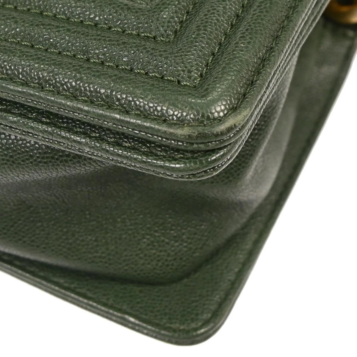 Boy Chanel 2018-2019 Green Caviar Skin Small Chain Shoulder Bag - Image 3