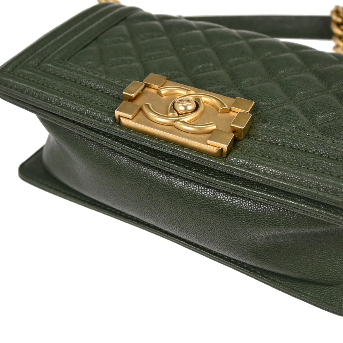 Boy Chanel 2018-2019 Green Caviar Skin Small Chain Shoulder Bag - Image 4