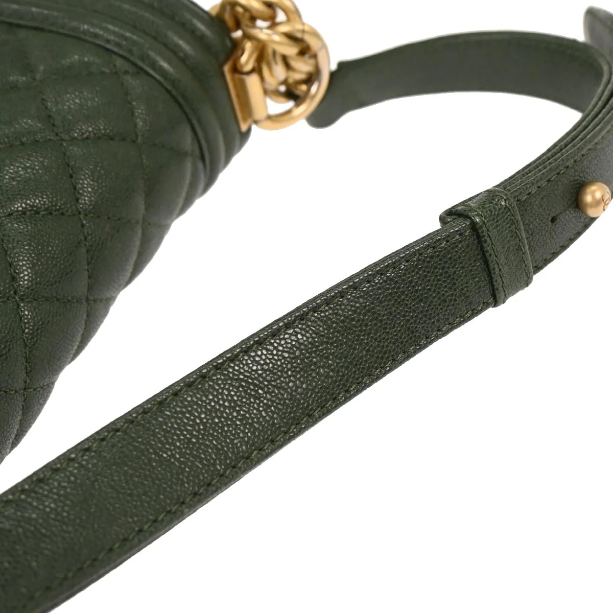 Boy Chanel 2018-2019 Green Caviar Skin Small Chain Shoulder Bag - Image 5