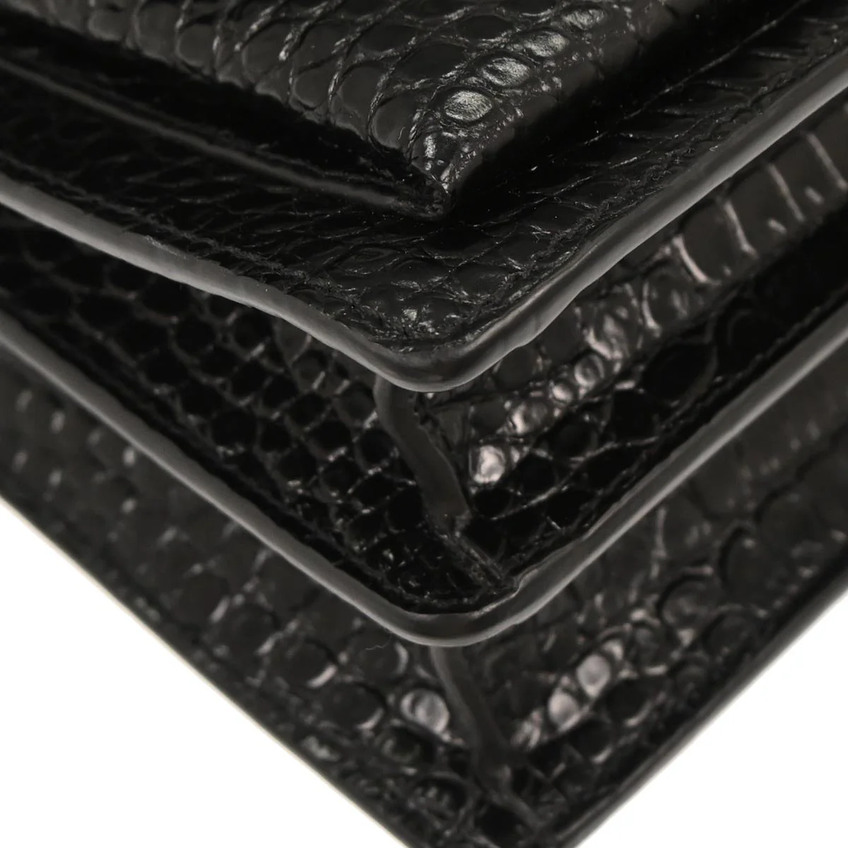 Saint Laurent Black Embossed Leather Sunset Shoulder Bag - Image 3
