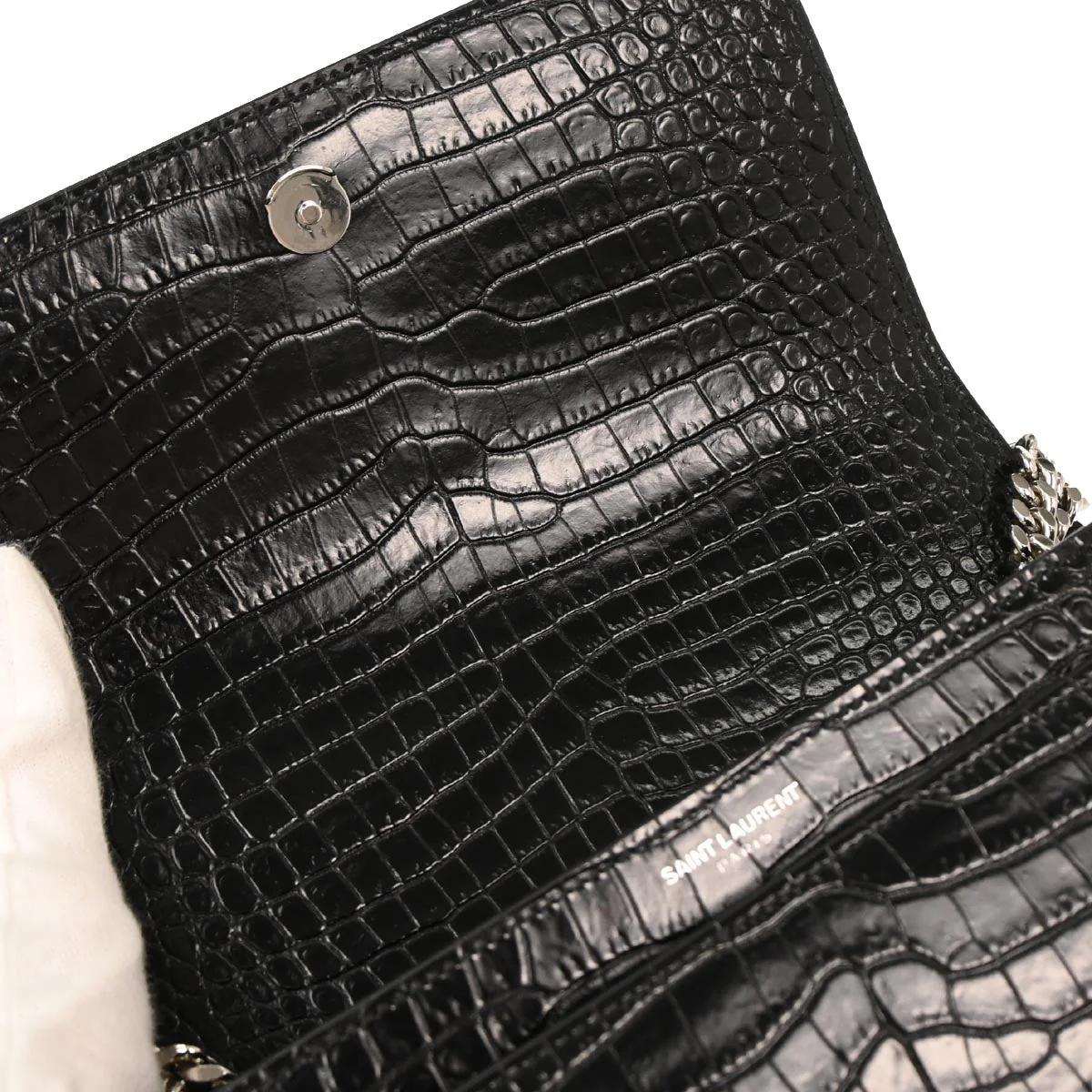 Saint Laurent Black Embossed Leather Sunset Shoulder Bag - Image 7