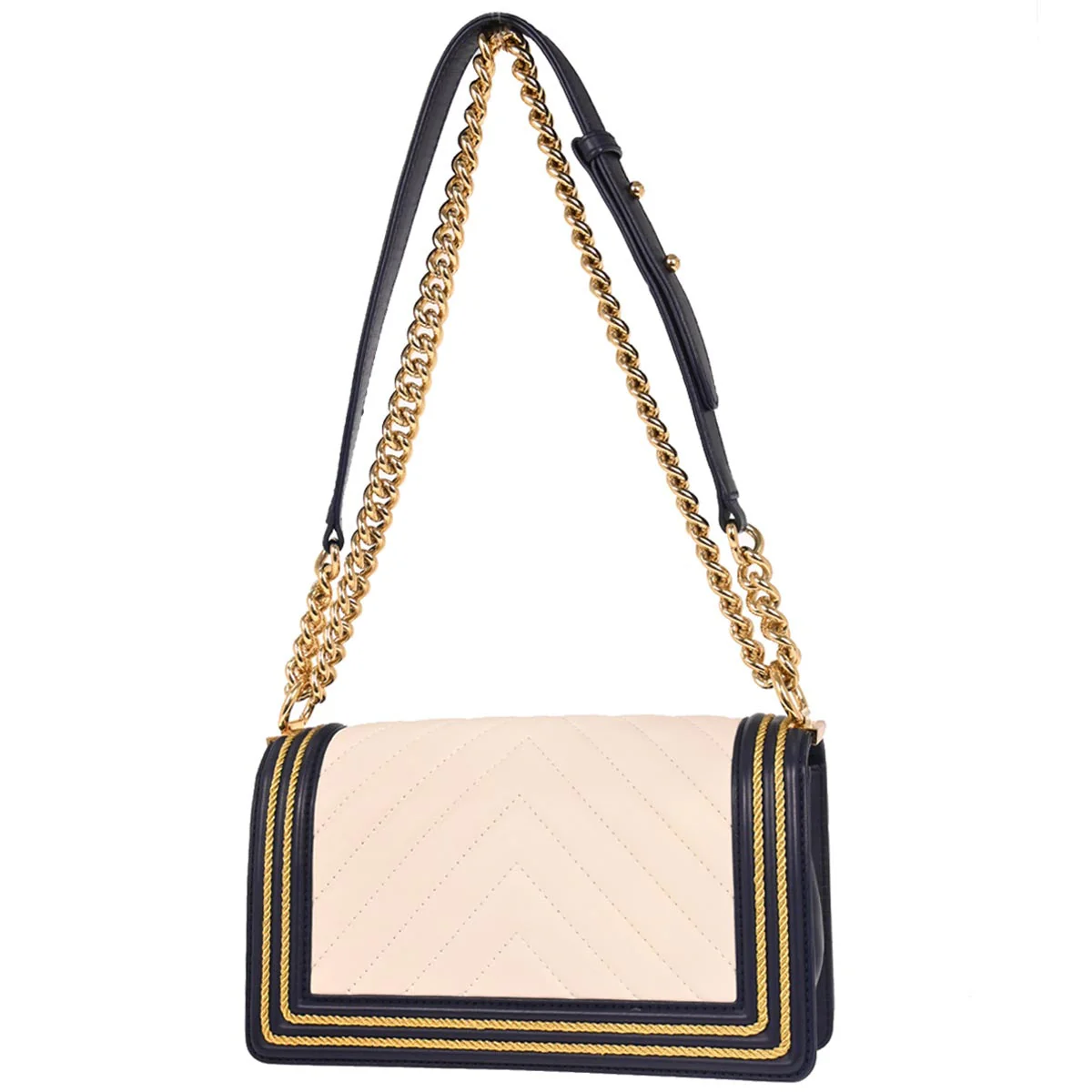 Boy Chanel 2018-2019 White Lambskin Chevron Medium Shoulder Bag - Image 2
