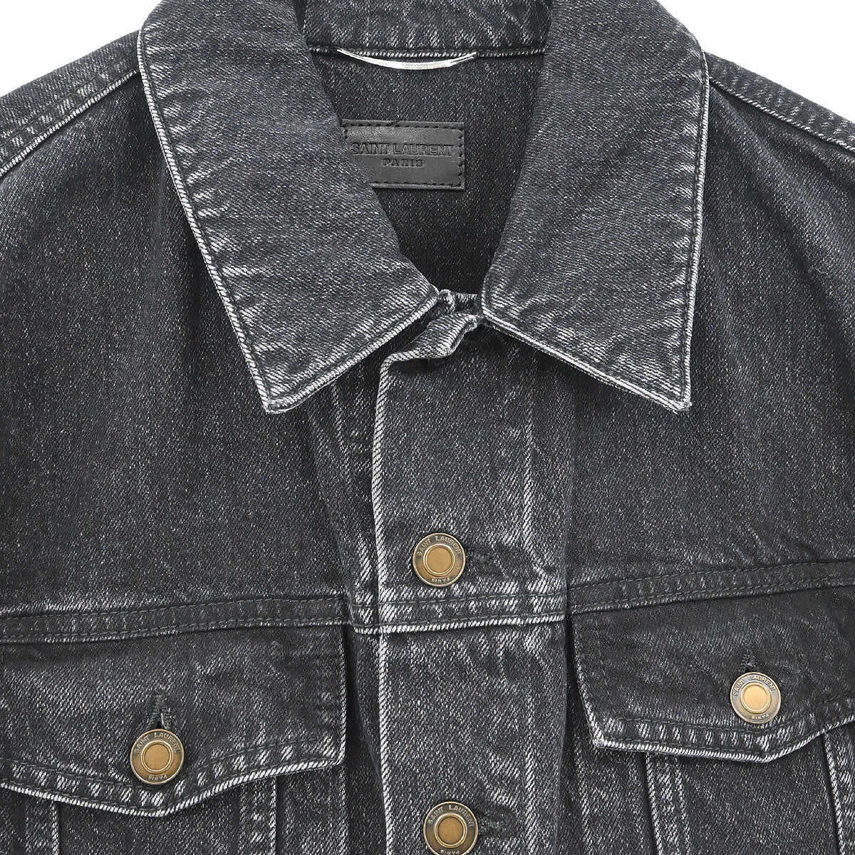 Saint Laurent 2018 Single Breasted Denim Jacket Black #M - Image 3