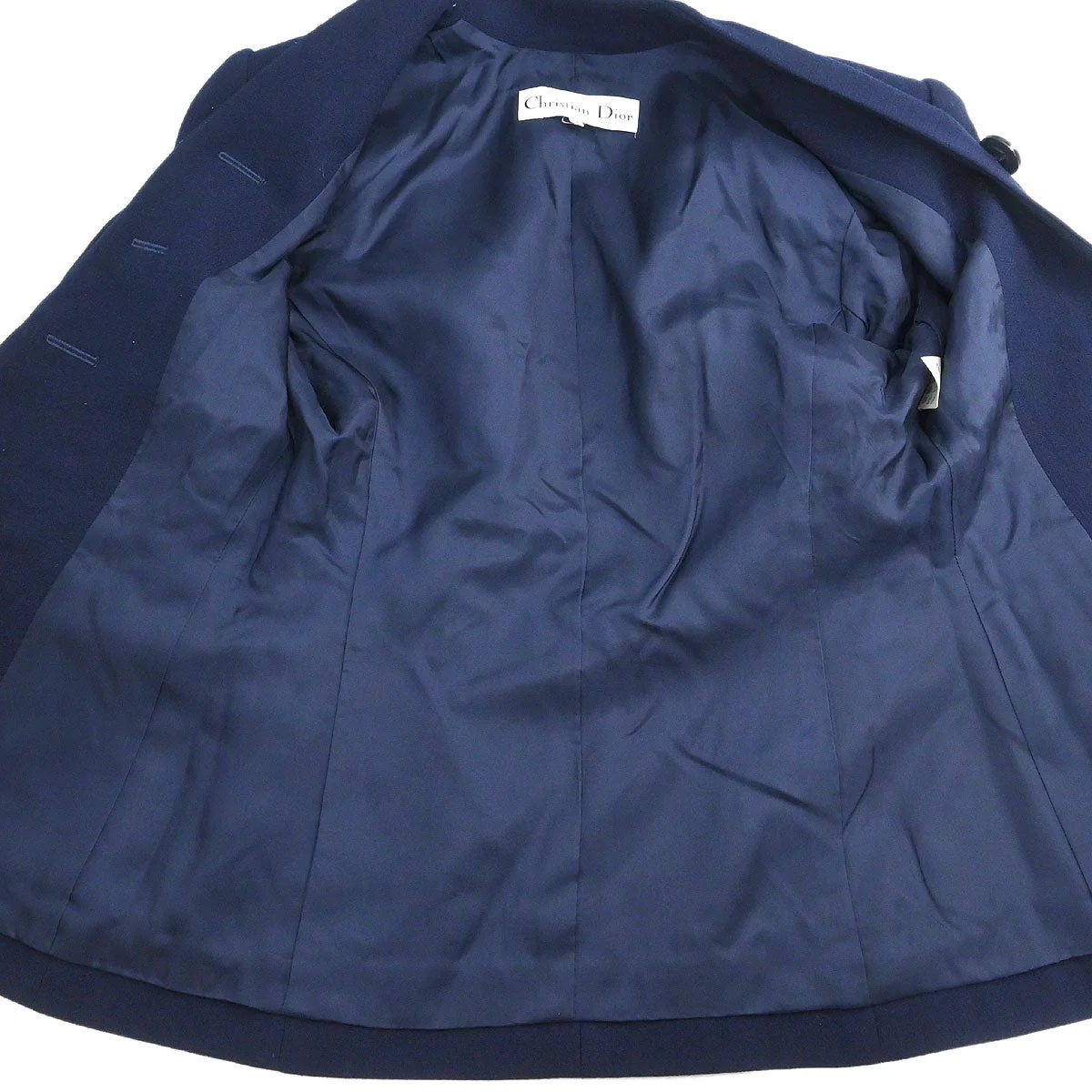 Christian Dior Single Breasted Collarless Jacket Navy #34–36 - Image 7