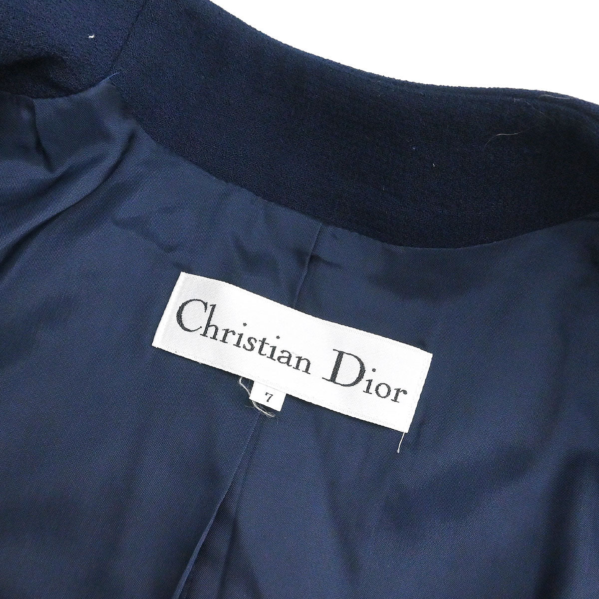 Christian Dior Single Breasted Collarless Jacket Navy #34–36 - Image 9