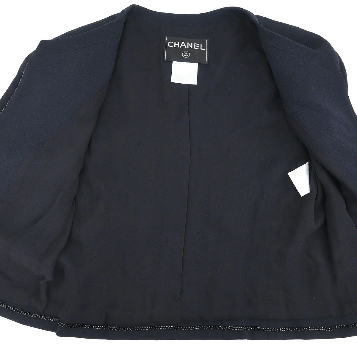 Chanel 1999 Single Breasted Zip Up Jacket Navy #38 - Image 8