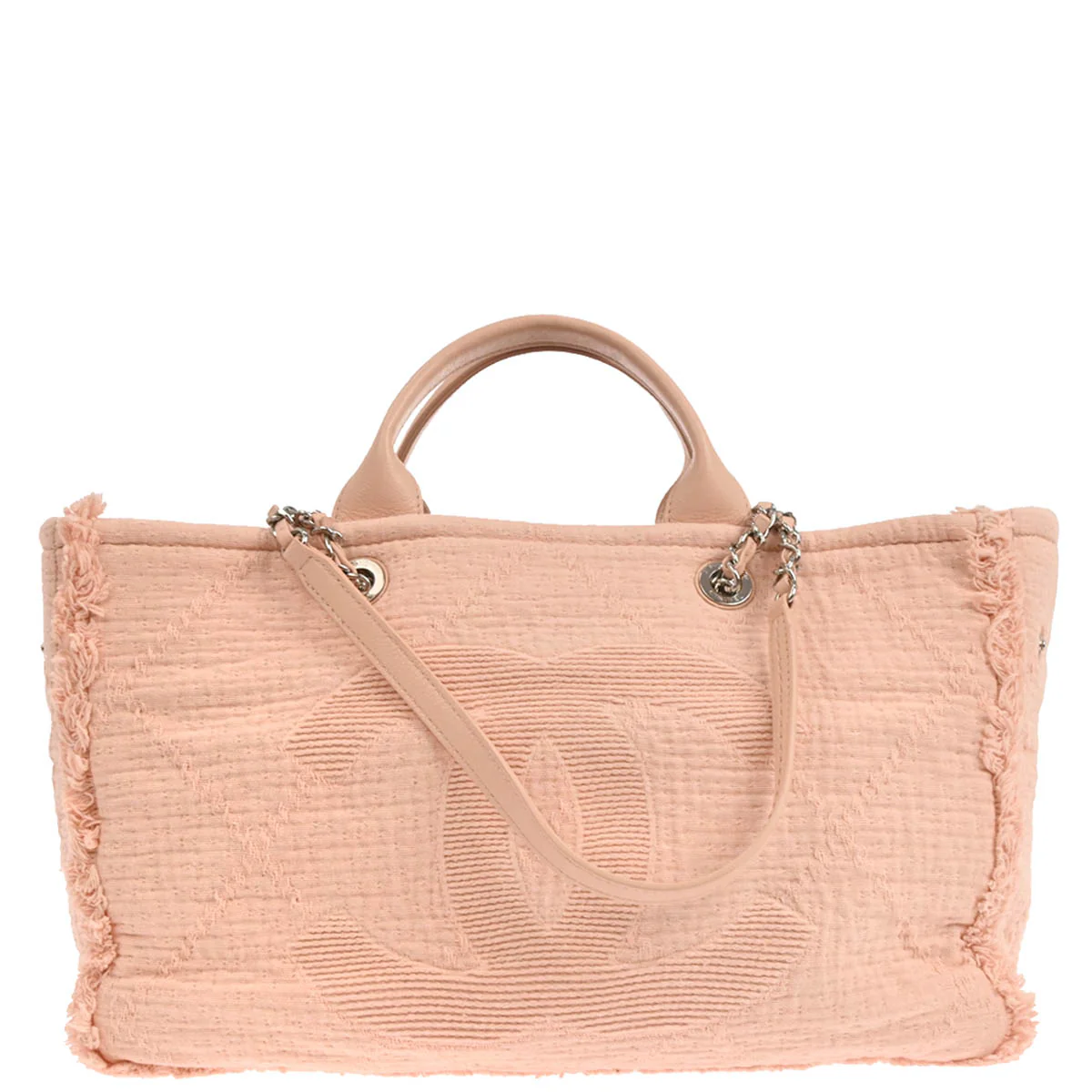 Chanel 2019 Light Pink Canvas Deauville 2way Shoulder Tote Bag