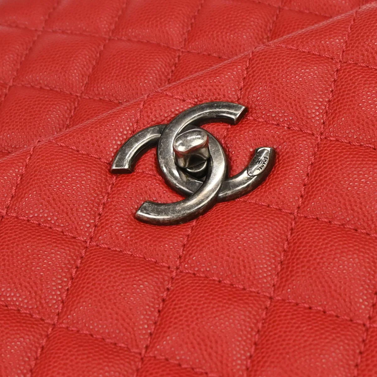 Chanel 2017 Red Caviar Skin Coco Handle 2way Shoulder Handbag - Image 6