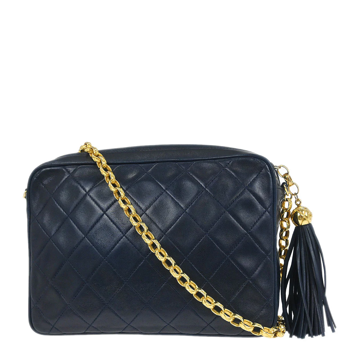 Chanel Navy Lambskin Shoulder Bag - Image 2