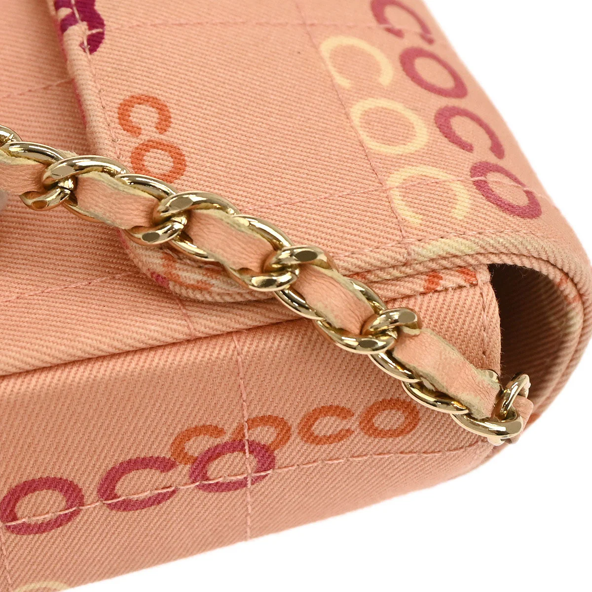 Chanel 2000-2002 Pink Canvas COCO East West Choco Bar Shoulder Bag - Image 6