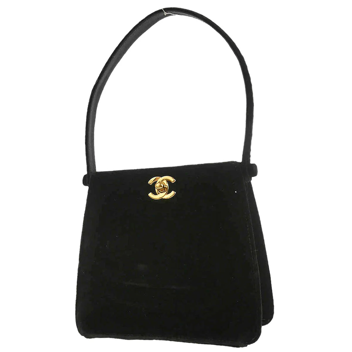 Chanel 1997-1999 Black Velvet Double Sided Turnlock Handbag - Image 2