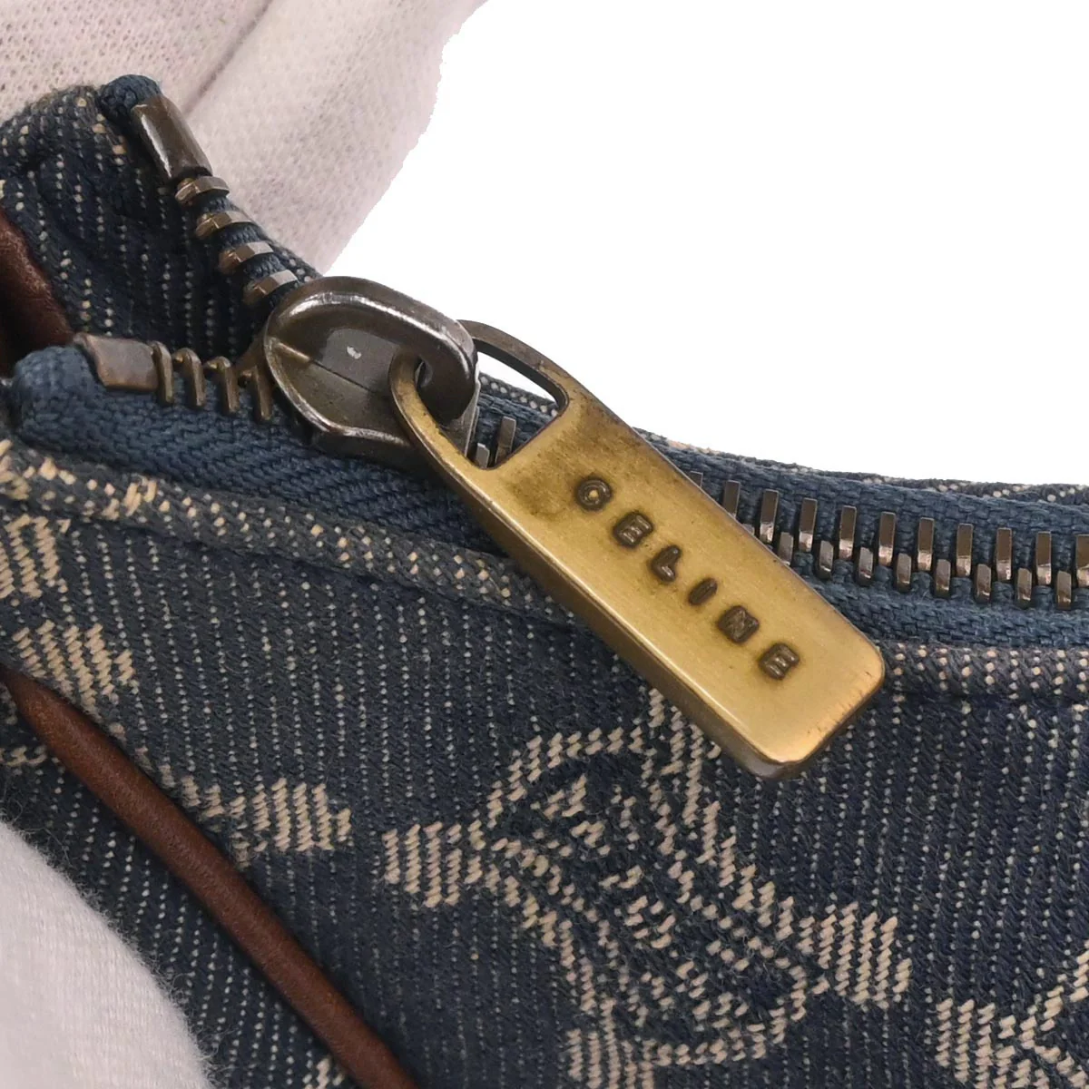 Celine Blue Denim Macadam Handbag - Image 7