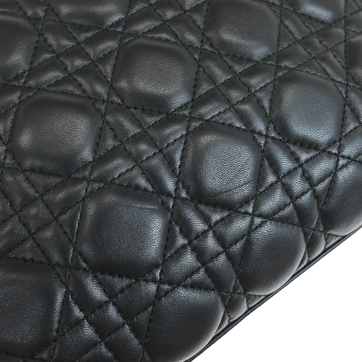 Christian Dior Black Lambskin Lady Dior Cannage 2way Shoulder Handbag - Image 7