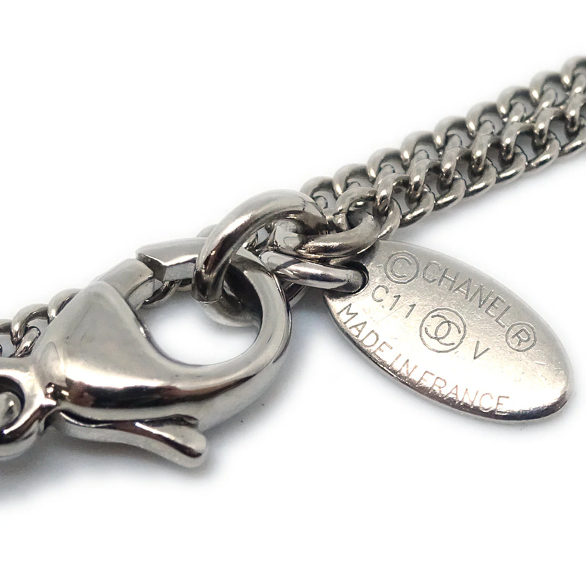 Chanel Crystal & Silver CC Necklace C11V - Image 4
