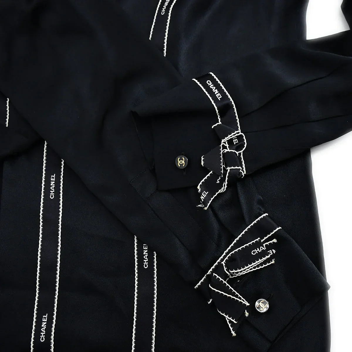 Chanel Fall 1994 logo-print silk shirt #36 - Image 7